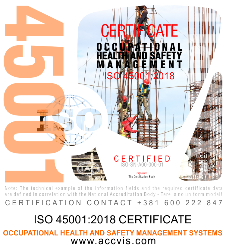 Certificate ISO 45001 Occupational Health and Safety Management Systems
